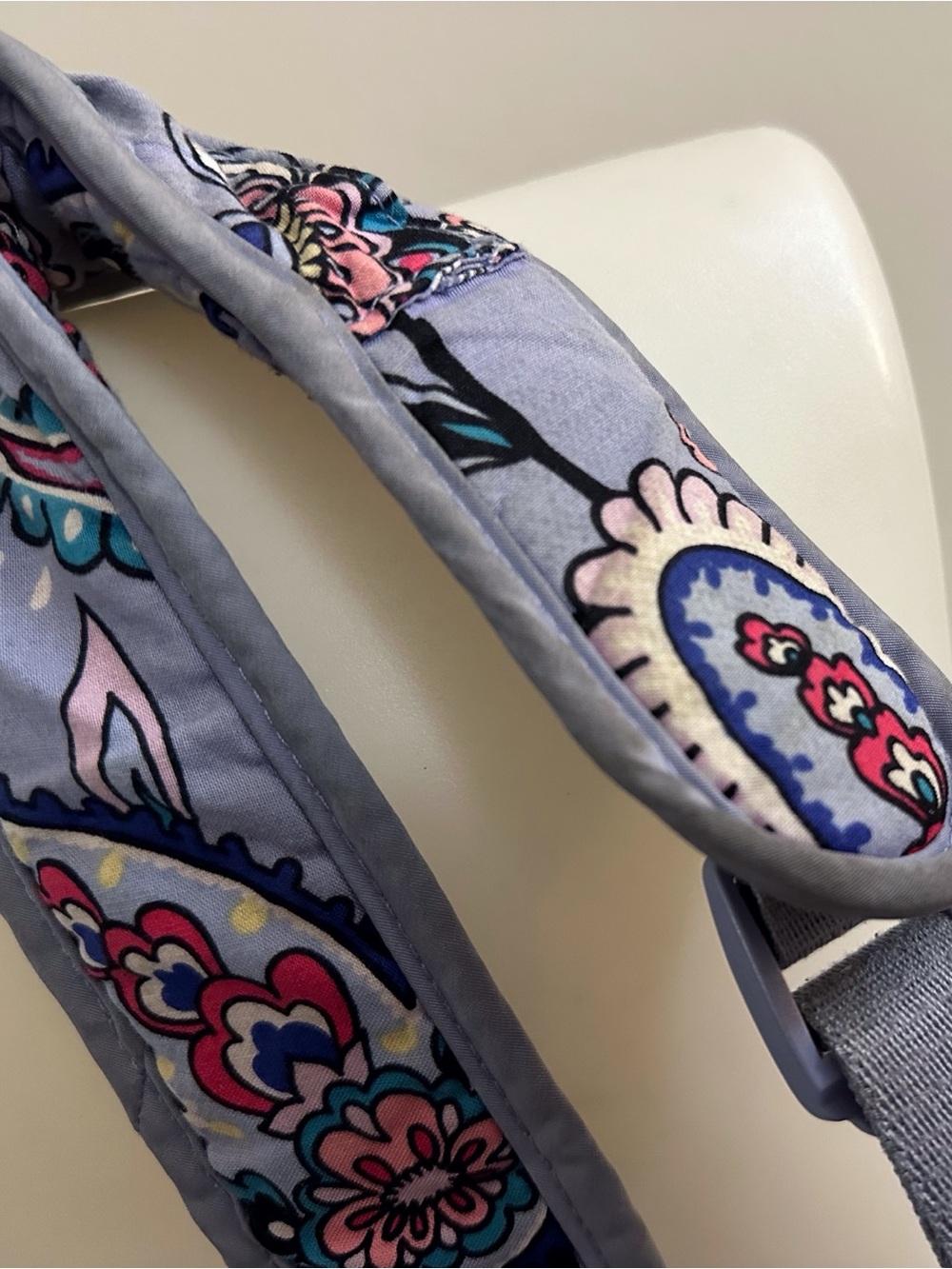 Vera Bradley Quilted Paisley Light Blue Purple Backpack Granola School Baby Bag - Picture 15 of 15